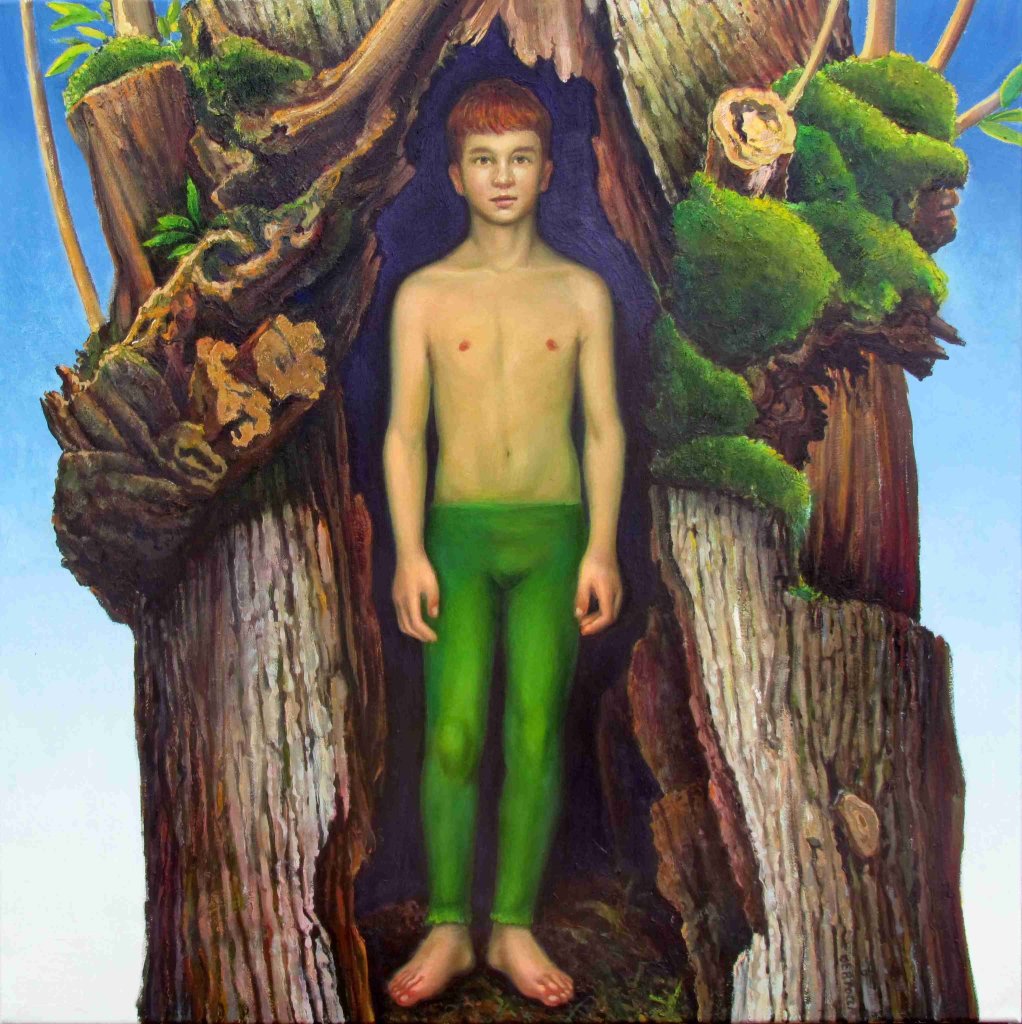Carlo Bertocci Anima verde 2014 olio su tela cm 80x80