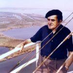 Giuseppe Marchiori sul faro di Pila Porto Tolle nel 1975